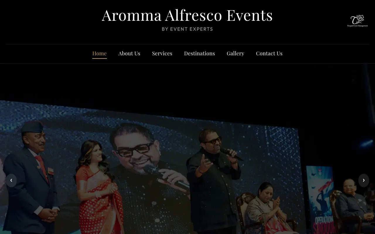 Aromma Alfresco Events website designed by Web Total Solution