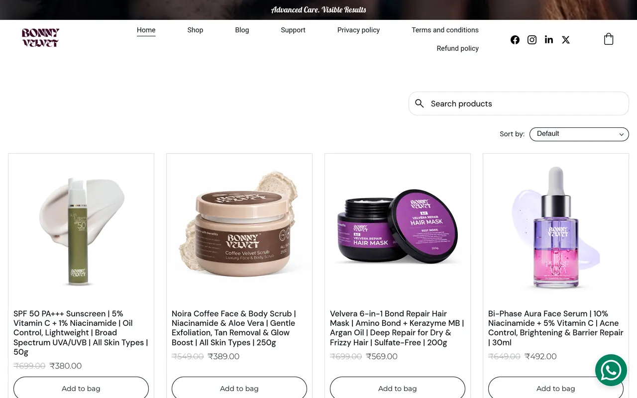 Bonny Velvet Textiles website designed by Web Total Solution