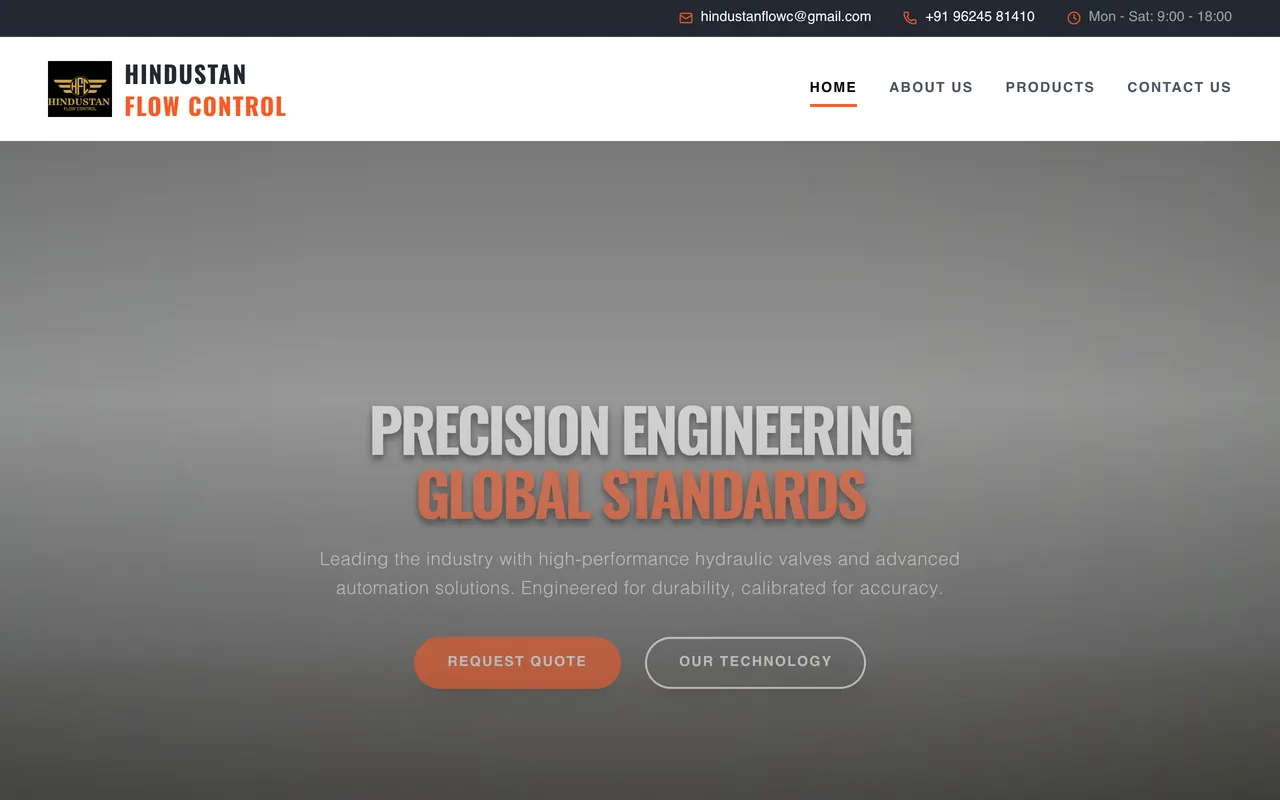 Hindustan Flow Control website designed by Web Total Solution