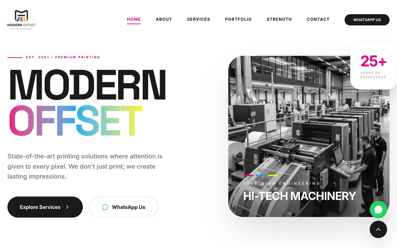 Modern Offset Printers website designed by Web Total Solution