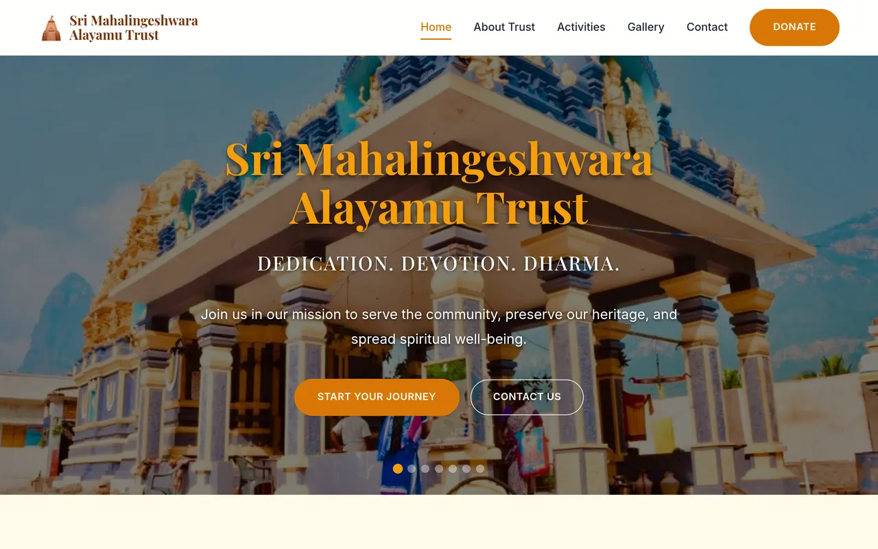 Sri Mahalingeshwara Alayamu Trust website designed by Web Total Solution