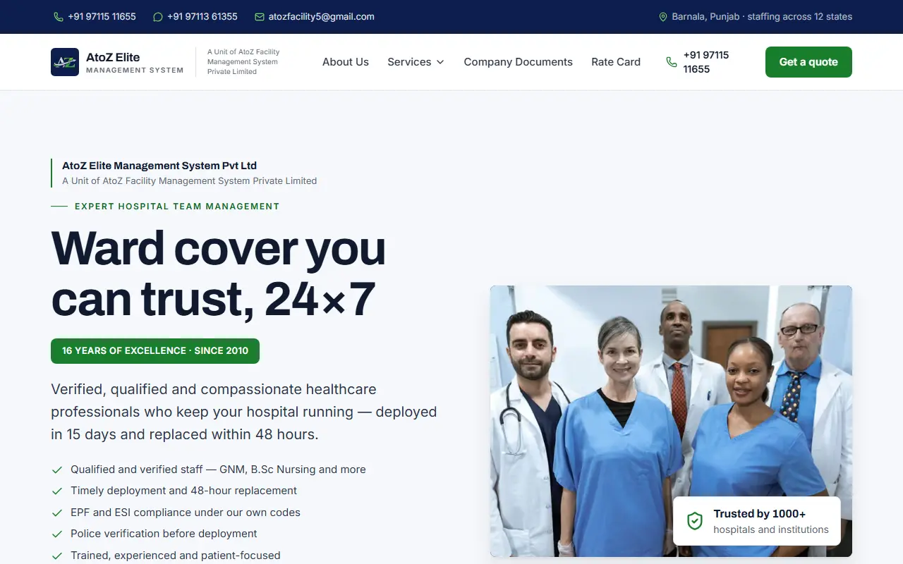 AtoZ Facility Management website