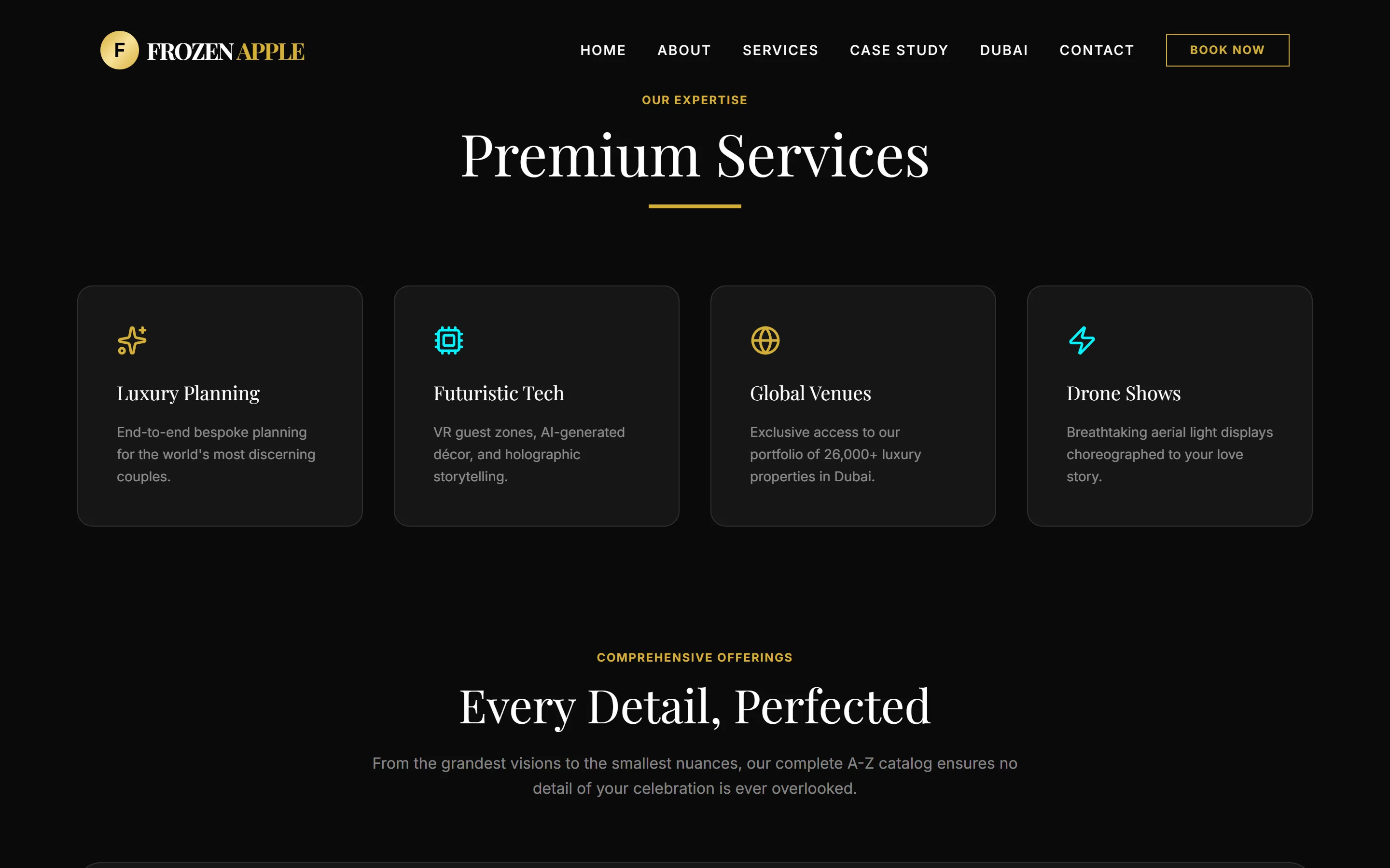 Frozen Apple Weddings services page