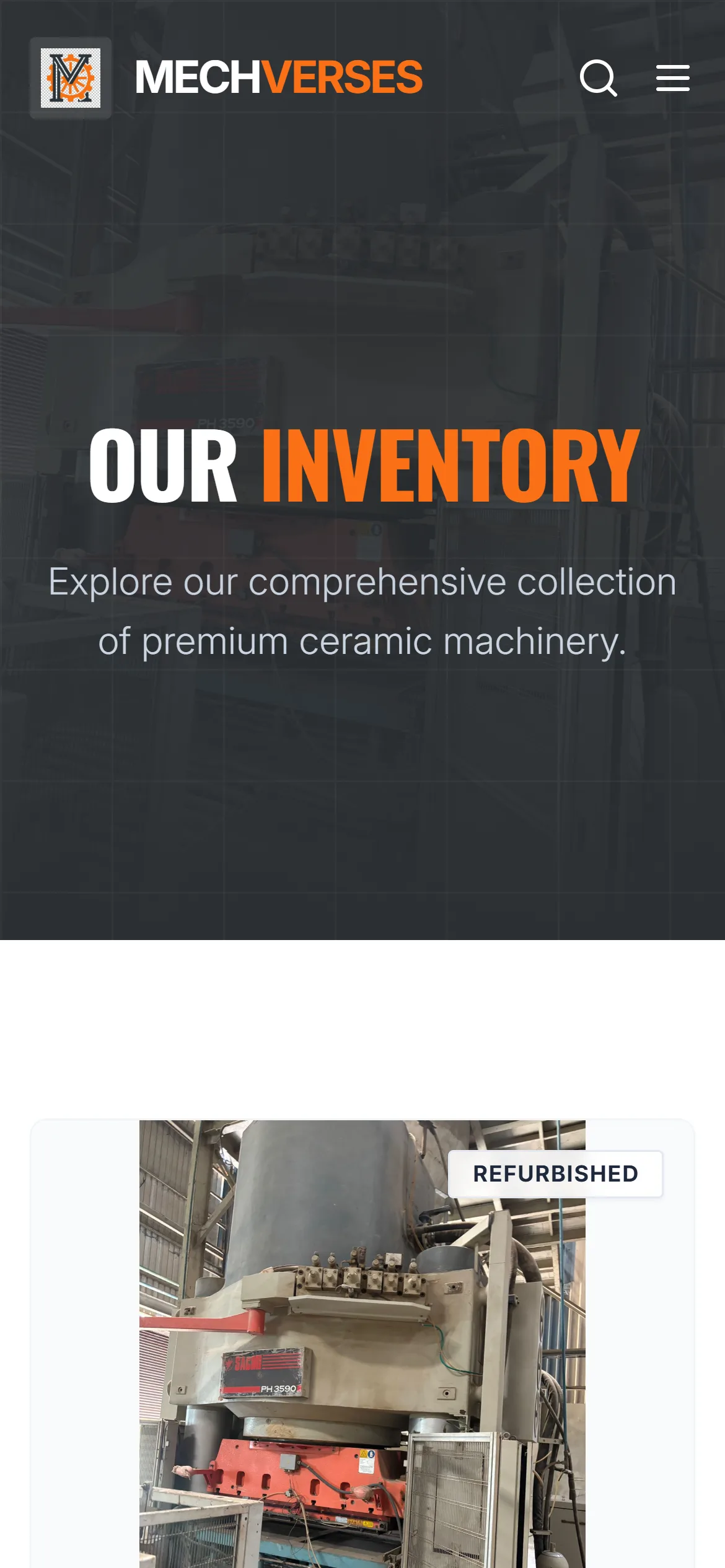 Mechverses inventory page on mobile