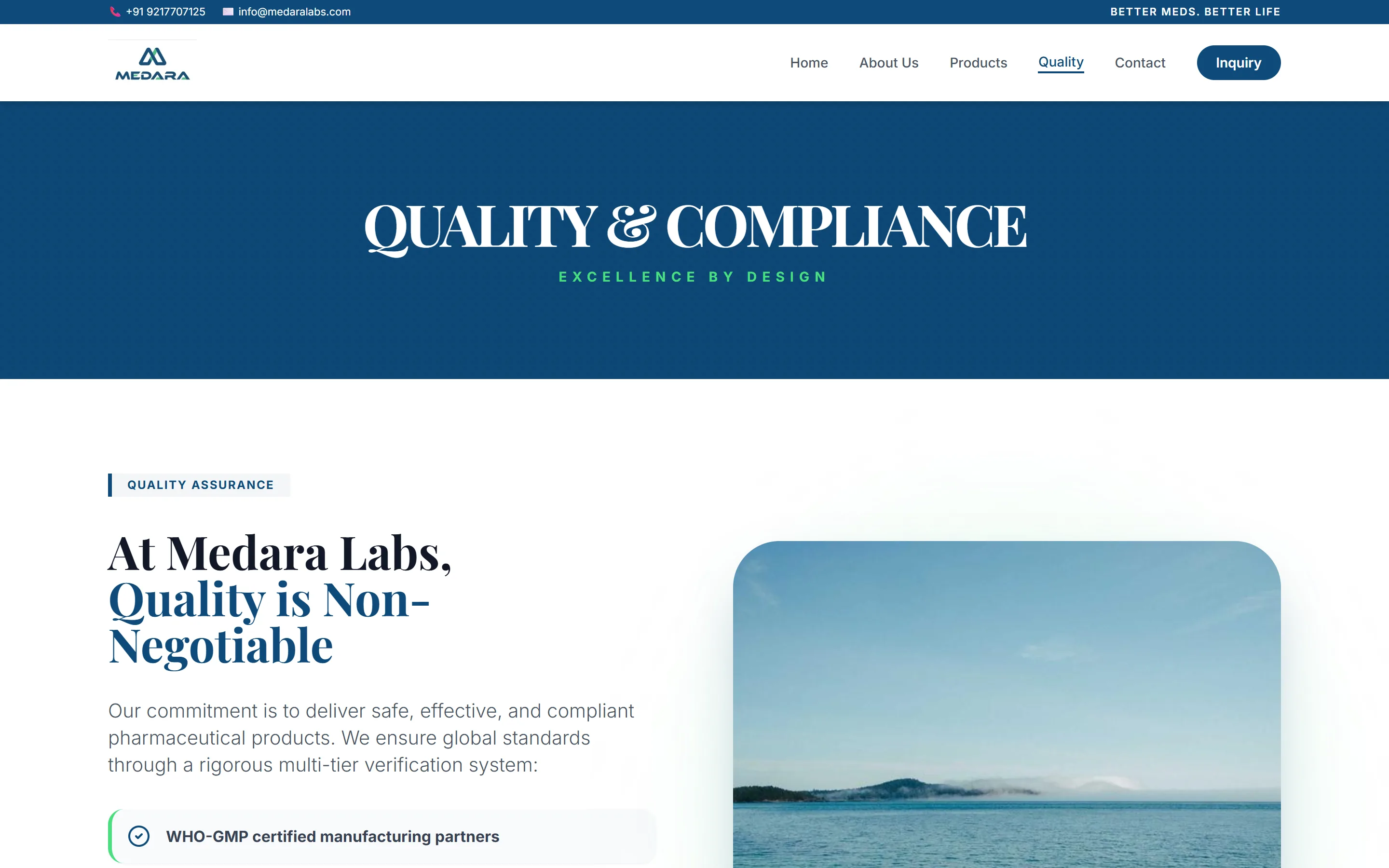 Medara Labs quality and compliance page